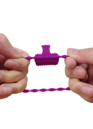 Anneau violet vibrant silicone avec langue picot - COR-018PUR